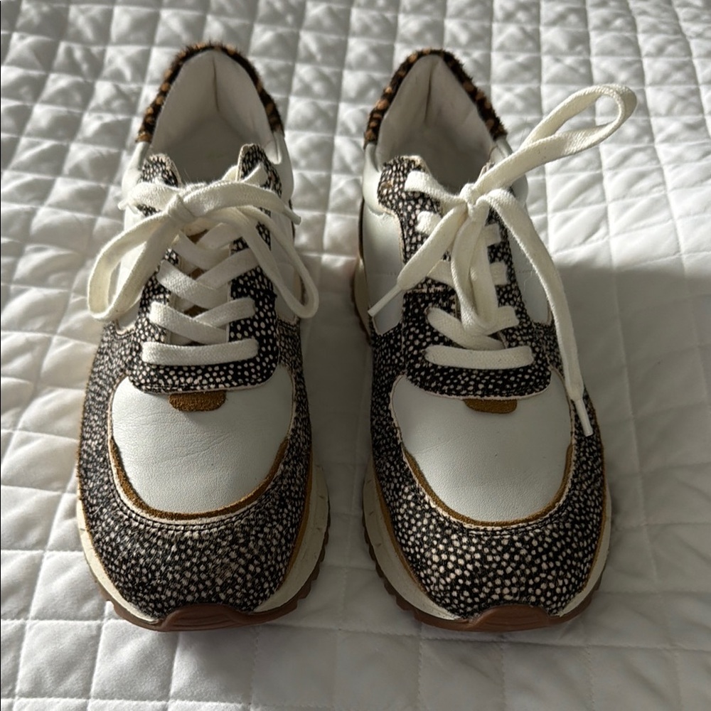 Madewell White & Brown Speckled Leather Sneakers, never worn